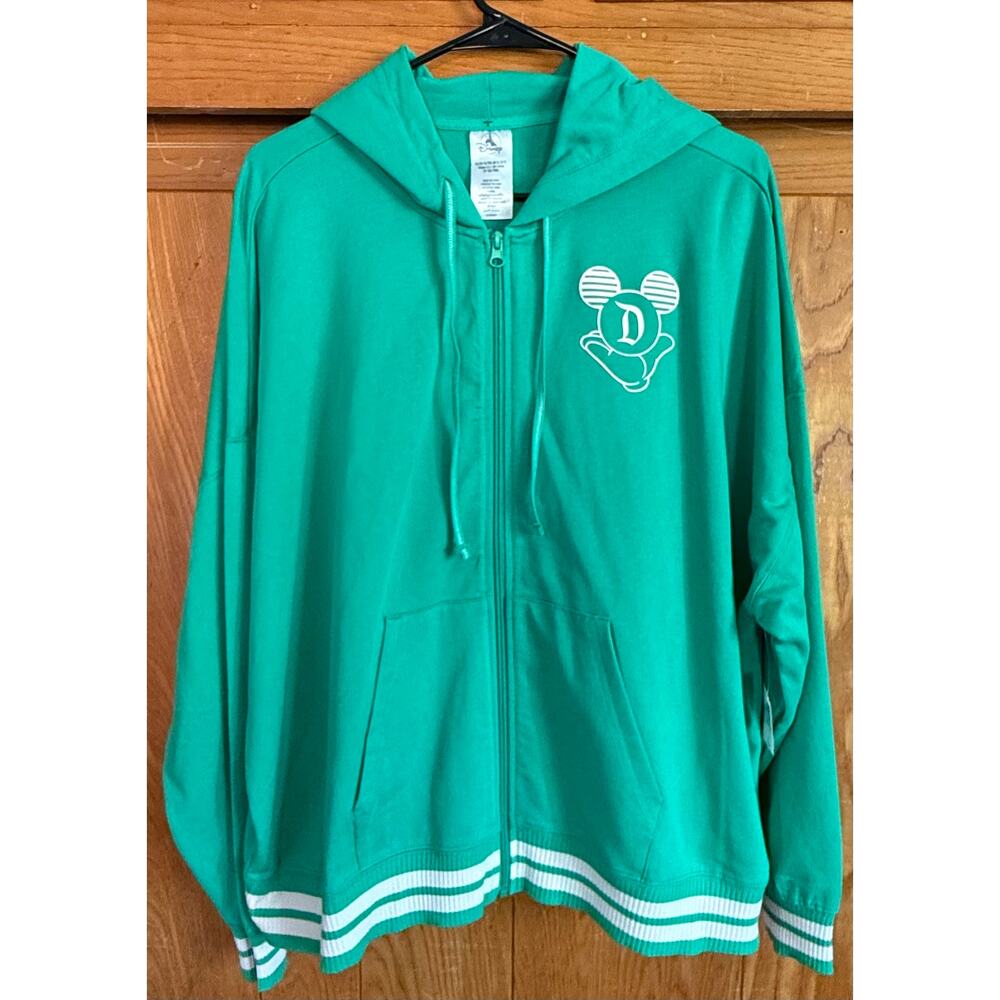 NWT Disney Parks Kaleidoscope Varsity Zip Hoodie - Green XL - Picture 2 of 11